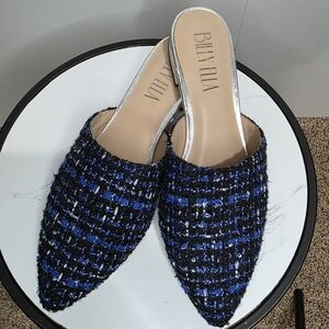 Anthropologie Billy Ella Tweed Pointed Mules  Business Casual 8.5